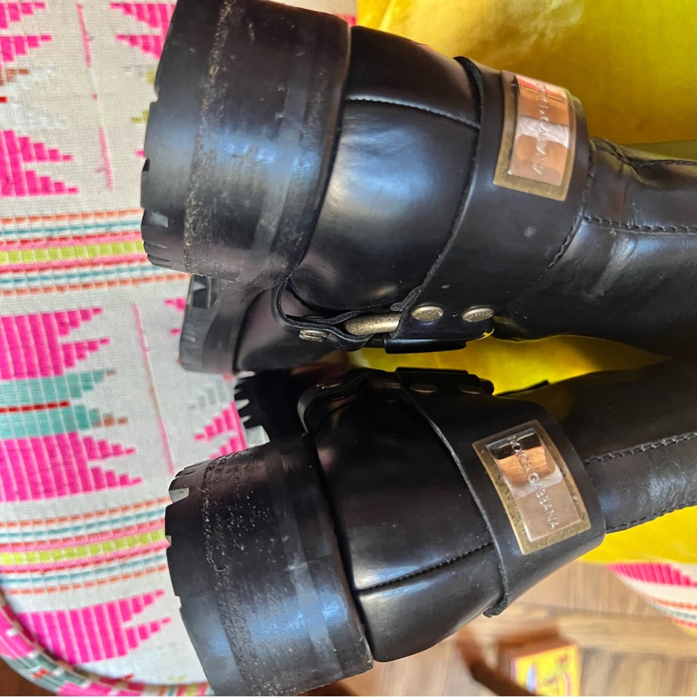 Dolce & Gabbana Made in Italy Black Leather Moto Boots Excellent Condition! - Picture 13 of 16